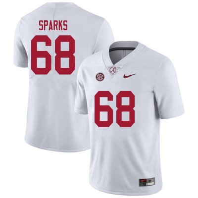 NCAA Men's Alabama Crimson Tide #68 Alajujuan Sparks Stitched College 2020 Nike Authentic White Football Jersey PM17Y05RE